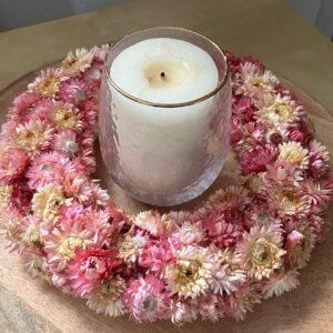 Rustykalny wianek handmade z naturalnych suszonych kwiatów