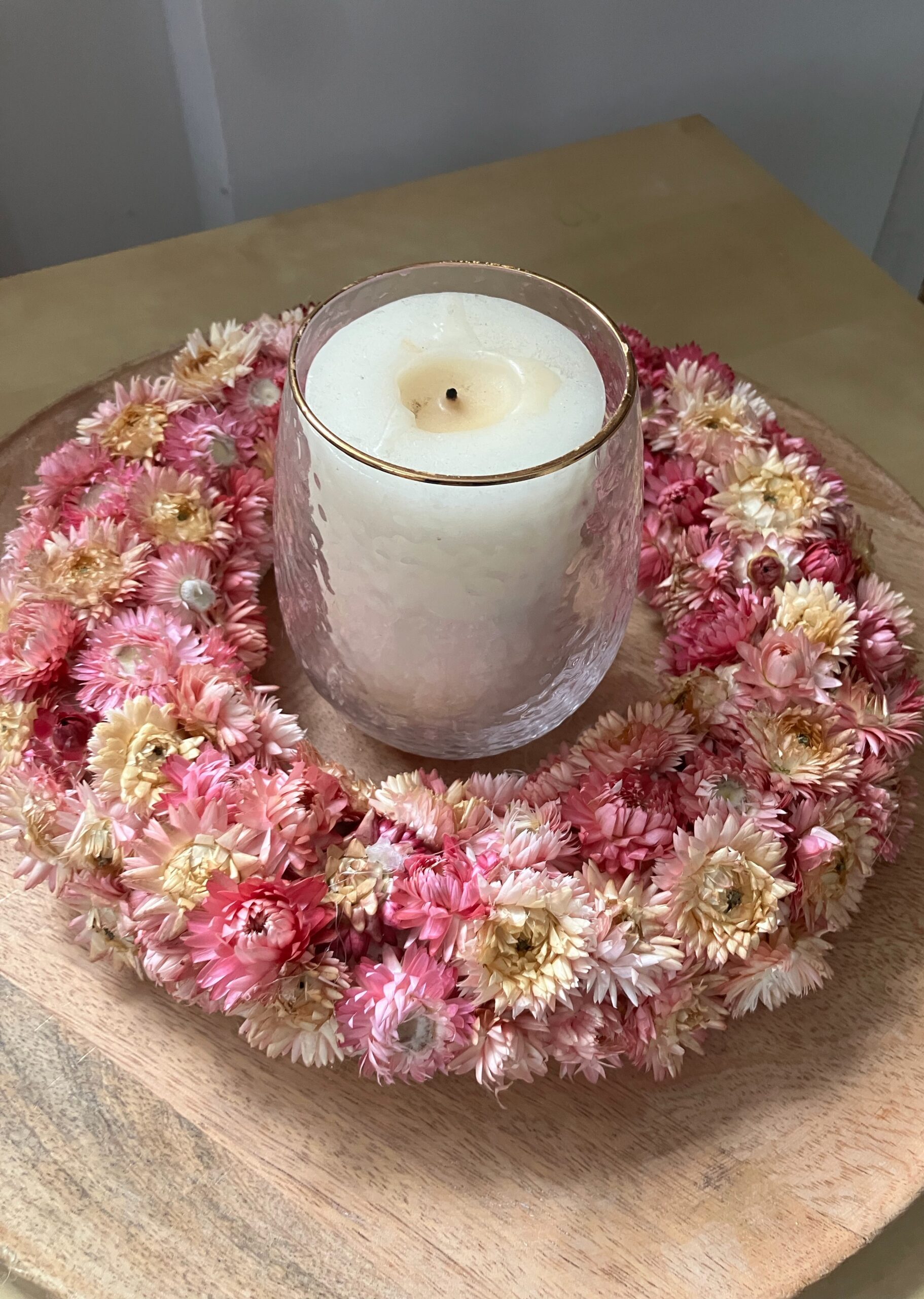 Rustykalny wianek handmade z naturalnych suszonych kwiatów