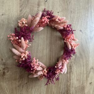 Naturalny suszony wianek Różowa Harmonia