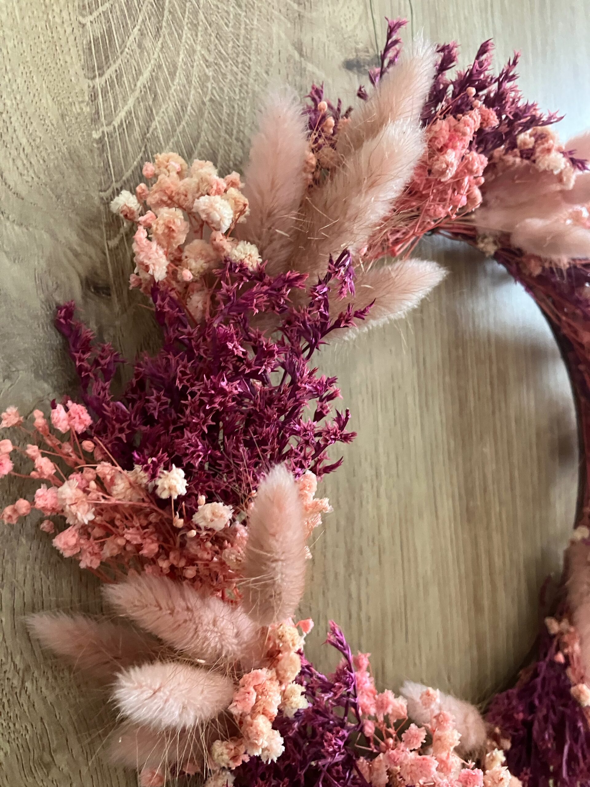 Naturalny suszony wianek Różowa Harmonia - obrazek 3