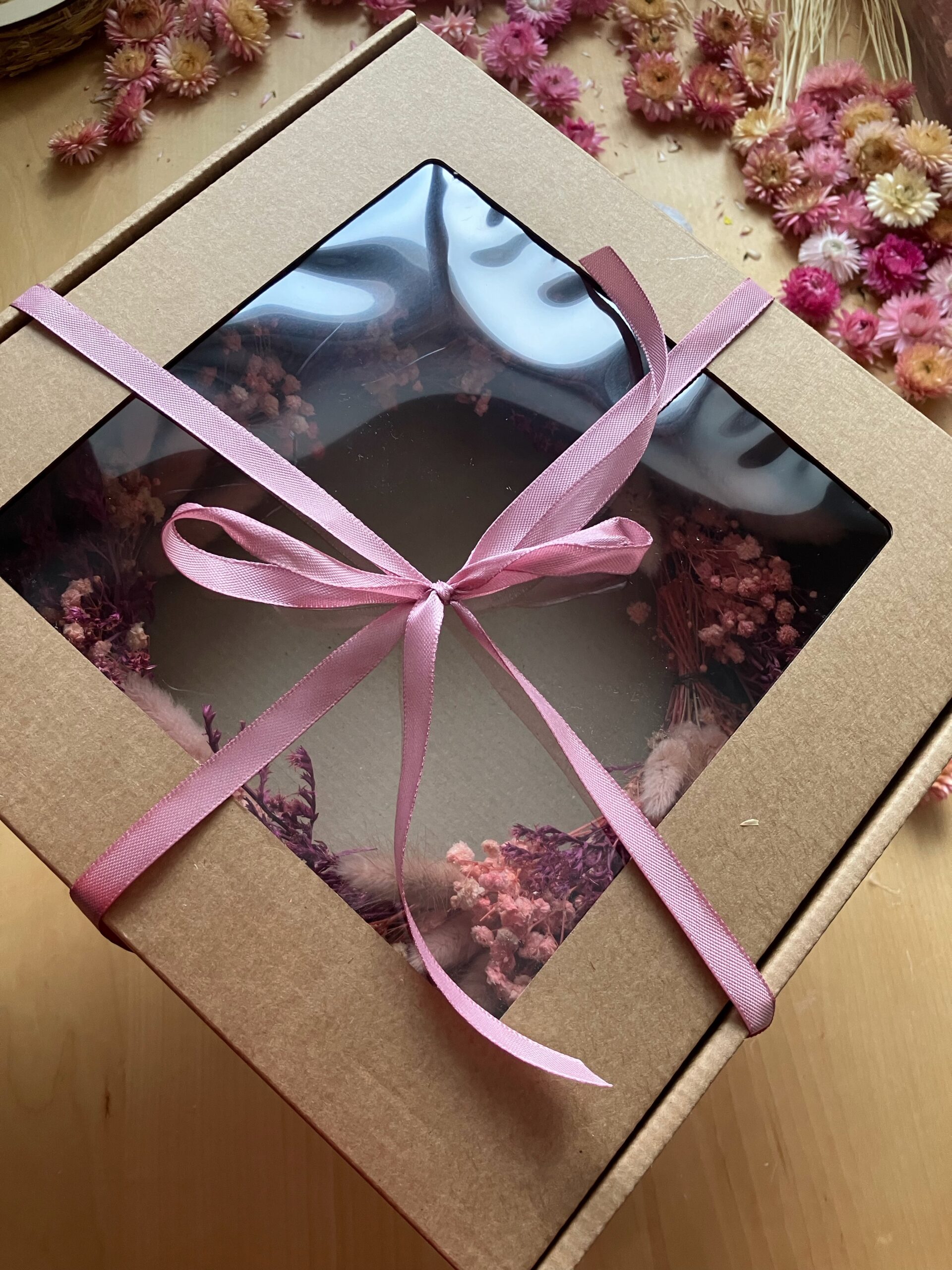 Naturalny suszony wianek Różowa Harmonia - obrazek 4