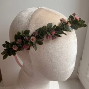 Romantyczny wianek kwiatowy boho z jasnoróżowymi kwiatami i regulacją, delikatna ozdoba do włosów na sesję zdjęciową lub ślub