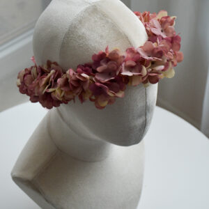Romantyczny wianek na głowę z hortensji różowo-białej